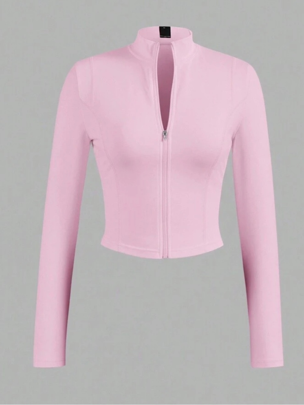 Pastel Pink Long Sleeve Zipper Up Top